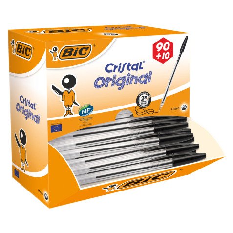 Pack de 90 stylos bille Cristal Bic + 10 offerts