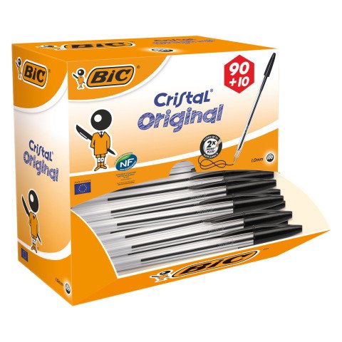Pack 90 Bolígrafos BIC Cristal Original negro + 10 GRATIS
