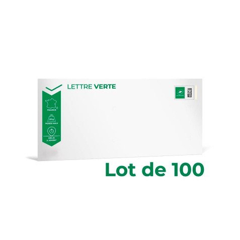 Enveloppe Prêt à Poster Lettre Verte 20 g 110 x 220 mm (DL) - Boîte de 100