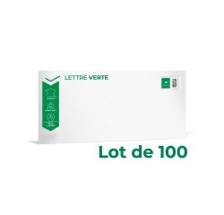 Enveloppes Lettres vertes prêtes-à-poster 110 x 220 mm - Lot de 100