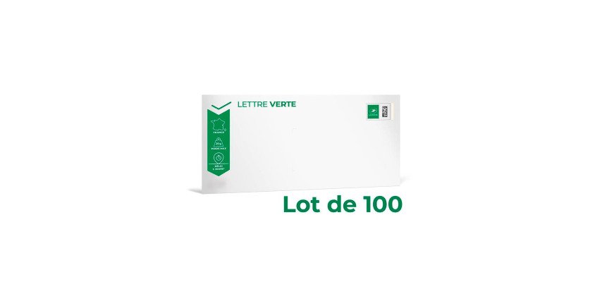 Enveloppe Prêt à Poster Lettre Verte - Boîte de 100