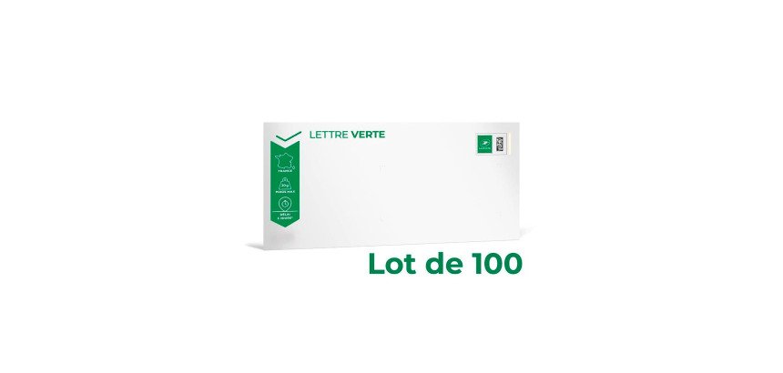 Enveloppes Lettres vertes prêtes-à-poster 110 x 220 mm - Lot de 100