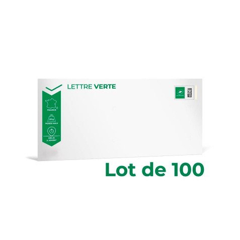 Enveloppe Prêt à Poster Lettre Verte - Boîte de 100