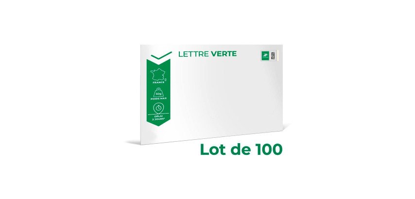 Enveloppe Prêt à Poster Lettre Verte - Boîte de 100