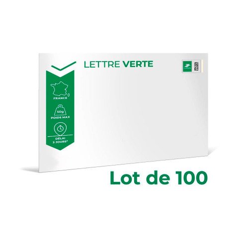 Enveloppe Prêt à Poster Lettre Verte - Boîte de 100