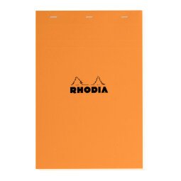 Bloc de bureau Rhodia 21 x 29,7 cm agrafé orange n°18 - quadrillé 5 x 5 - 80 pages