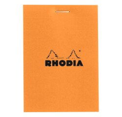 Bloc de bureau Rhodia 7,5 x 10,5 cm agrafé orange n°11 - quadrillé 5 x 5 - 80 pages