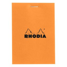 Bloc de bureau Rhodia 7,5 x 10,5 cm agrafé orange n°11 - 5 x 5 - 80 feuilles