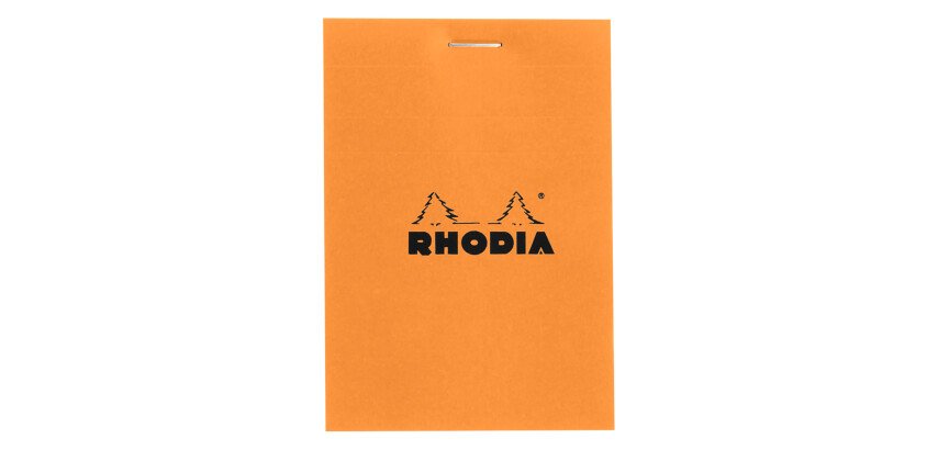 Writing block Rhodia orange stapled 80 sheets 5 x 5 n°11 size 7.5 x 10.5 cm