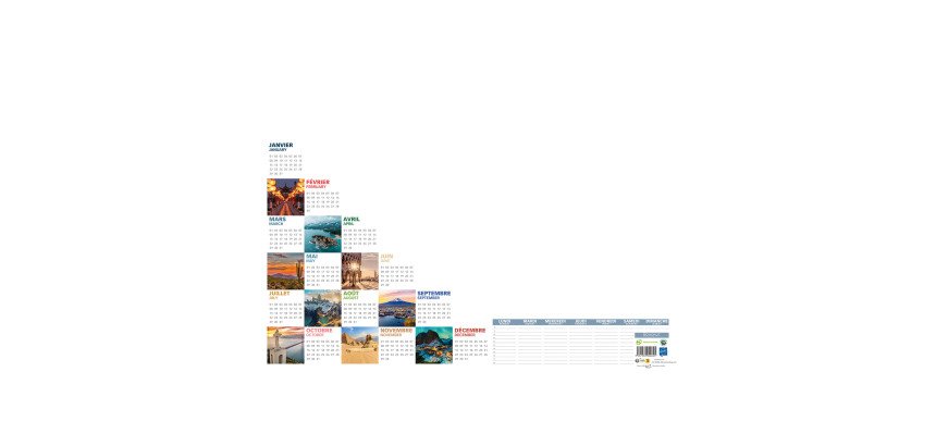 Sous-main perpetuel coloré - 25 feuilles encollées - 38.5 x 54 cm