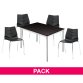 Pack Klass One black - 1 rectangular table + 4 chairs 