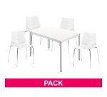 Pack Klass One white - 1 rectangular table + 4 chairs 