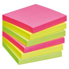 Pack de 12 notes repositionnables couleurs Bruneau 75 x 75 mm - bloc de 100 feuilles + 12 offertes