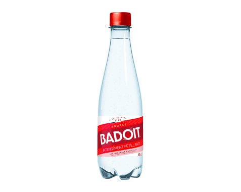Packung 30 Flaschen Sprudelwasser Badoit rot 50 cl auf