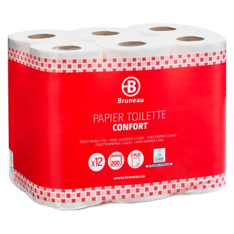 Pack 48 rouleaux papier toilette double épaisseur Bruneau 200 feuilles + 48 offerts