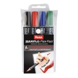 Pochette 4 marqueurs effaçables Pentel Maxiflo Flex pointe conique 4,6 mm