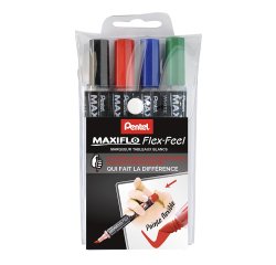 Marqueur effaçable Pentel Maxiflo Flex pointe conique 4,6 mm - Pochette 4
