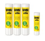 Pack 3 glue sticks UHU 21 g + 1 glue stick UHU 8 g for free