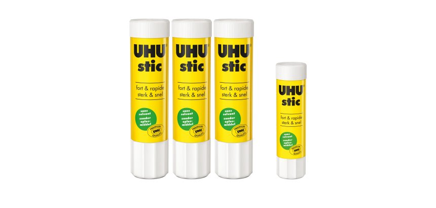 Pack 3 glue sticks UHU 21 g + 1 glue stick UHU 8 g for free