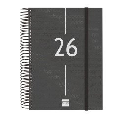 Agenda 155x212 1 Día Página Espiral Year Finocam Negro Catalán