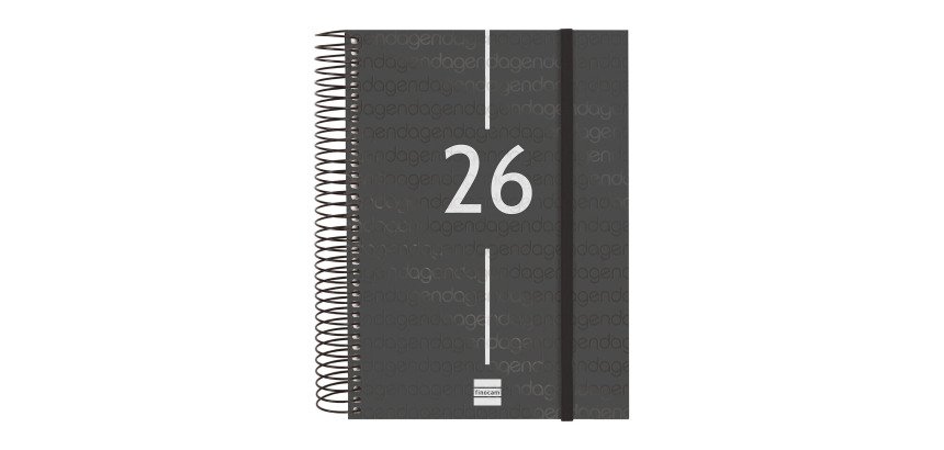 Agenda 155x212 1 Día Página Espiral Year Finocam Negro Catalán