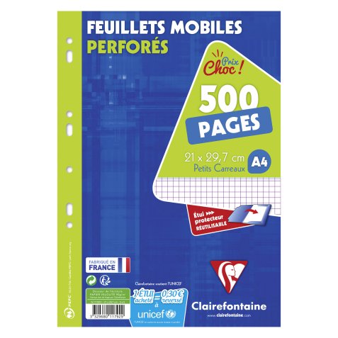 Hojas móviles 500 páginas formato A4 21 x 29,7 cm Métric Clairefontaine - perforadas