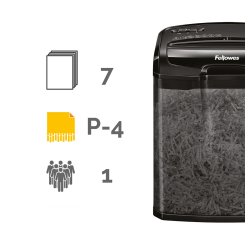 Individual Shredder M-7CM - Micro-Cut Shredding P-4 - 7 Sheets - Fellowes
