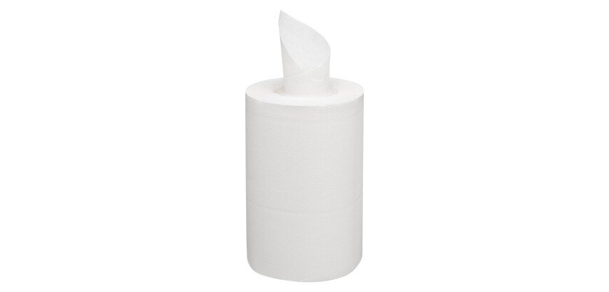 Bobine d'essuyage à dévidage central écologique mini blanche - carton de 9