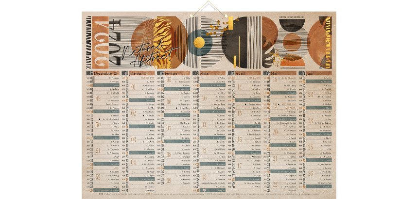 Calendrier semestriel mural 2024 - Air du temps - 40,5 x 55 cm