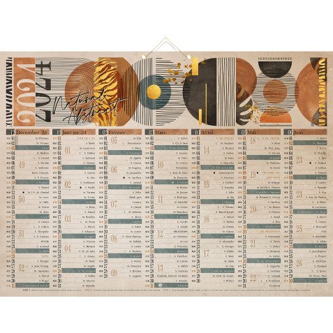 Calendrier semestriel mural 2024 - Air du temps - 40,5 x 55 cm