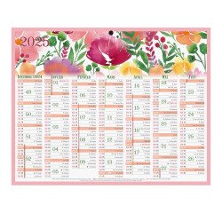 Calendrier semestriel mural 2026 - Fleurs - 21 x 26,5 cm