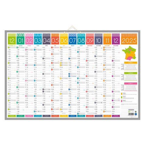 Calendrier mural année 2025 - Tendance - L 65 x H 43 cm