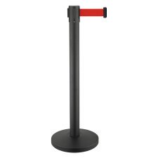 Black retractable barrier post 