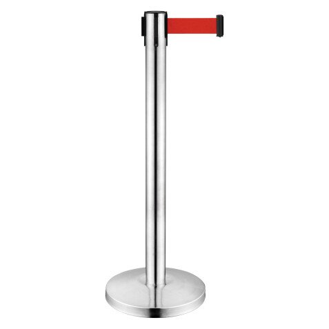 Retractable barrier post in stainless steel