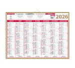 Calendrier semestriel mural 2026 - Or - 40,5 x 55 cm
