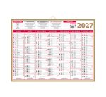 Calendrier semestriel mural 2027 - Or - 40,5 x 55 cm