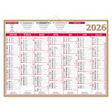 Calendrier semestriel mural 2026 - Or - 40,5 x 55 cm