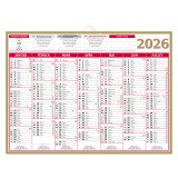 Calendrier semestriel mural 2025 - Or - 40,5 x 55 cm