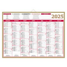 Calendrier semestriel mural 2025 - Or - 40,5 x 55 cm