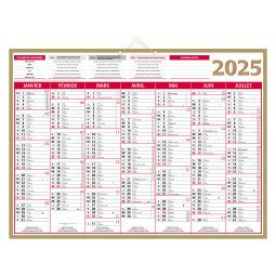 Calendrier semestriel mural 2025 - Or - 40,5 x 55 cm