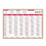 Calendrier semestriel mural 2027 - Or - 40,5 x 55 cm