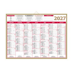 Calendrier semestriel mural 2027 - Or - 40,5 x 55 cm