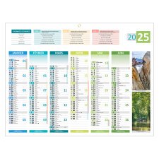 Calendrier semestriel mural 2025 - 4 saisons - 32 x 42 cm