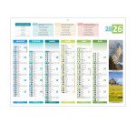 Calendrier semestriel mural 2026 - 4 saisons - 32 x 42 cm