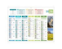 Calendrier semestriel mural 2026 - 4 saisons - 32 x 42 cm