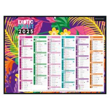 Calendrier semestriel mural 2025 - Exotique - 32 x 42 cm