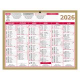 Calendrier semestriel mural 2026 - Or - 21 x 26,5 cm