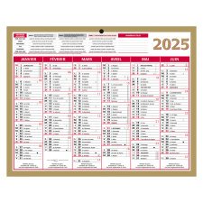 Calendrier semestriel mural 2025 - Or - 21 x 26,5 cm