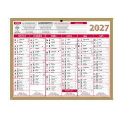 Calendrier semestriel mural 2027 - Or - 21 x 26,5 cm