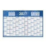 Calendrier annuel mural année 2027 - 13 mois recto / blanc verso - bleu - 43 x 65 cm